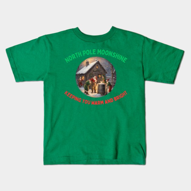 North Pole Moonshine Kids T-Shirt by Out of the Darkness Productions